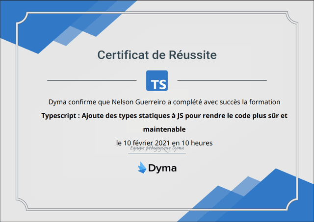 Certification TypeScript